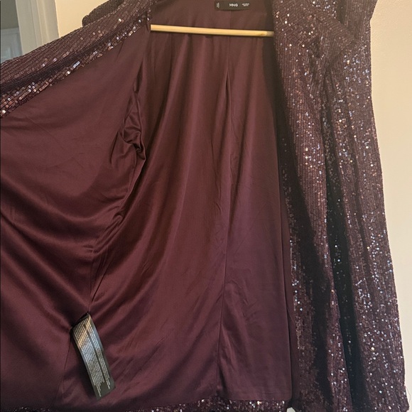 Mango Deep Purple Sequin Blazer and Pants Set - Picture 5 of 16